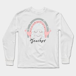 Cute Boho Teacher Rainbow Long Sleeve T-Shirt